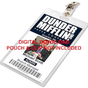 The Office, Michael Scott, Dunder Mifflin ID Card Badge, Namensschild, für Kostüm Cosplay, BILD DOWNLOAD