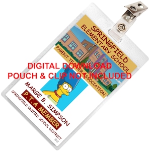 The Simpsons, Marge Simpson, Springfield PTA Board ID Card Badge, Name Tag, for Costume Cosplay, Image Download