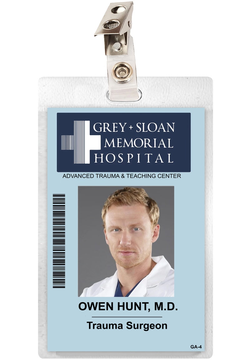 Grey's Anatomy OWEN HUNT Sloan Memorial Hospital ID Badge Etsy