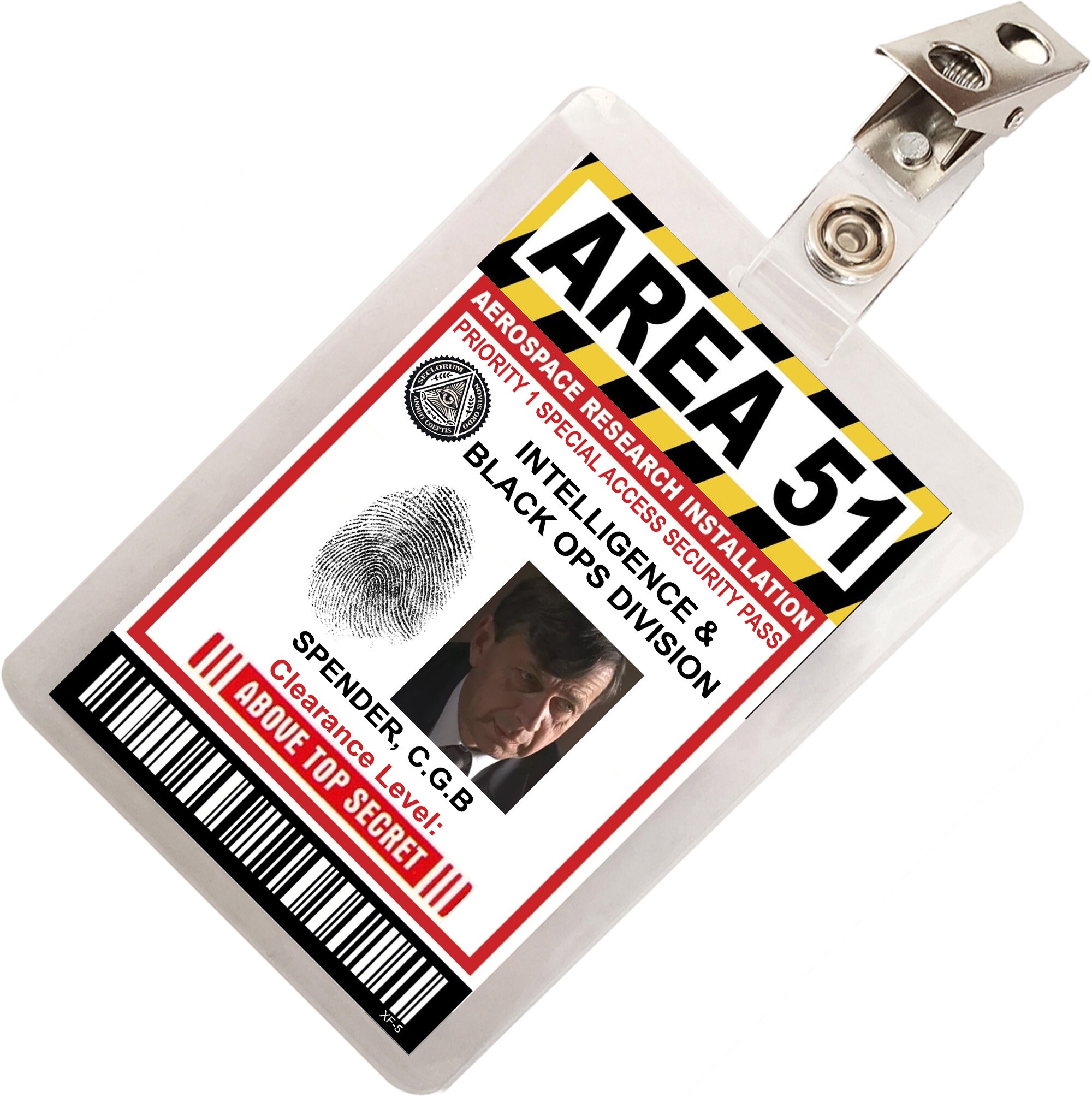 X FILES Cigarette Smoking Man Area 51 ID Badge Name Tag Card