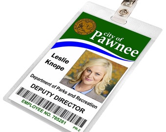 LESLIE KNOPE City of Pawnee Department of Parks and Recreation ID Badge Card Cosplay Costume Name Tag Prop