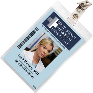 Grey&#39;s Anatomy LEAH MURPHY Sloan Memorial Hospital ID Badge Card Cosplay Costume Name Tag