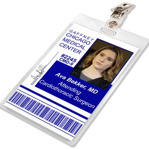 Chicago Med Dr. AVA BEKKER Gaffney Medical Center Hospital ID Badge Card Cosplay Costume Name Tag