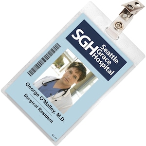 Grey&#39;s Anatomy GEORGE O&#39;MALLEY Seattle Grace Hospital ID Badge Card Cosplay Costume Name Tag