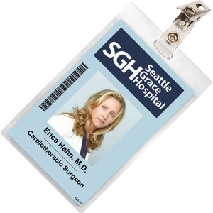 Grey&#39;s Anatomy ERICA HAHN Seattle Grace Hospital ID Badge Card Cosplay Costume Name Tag