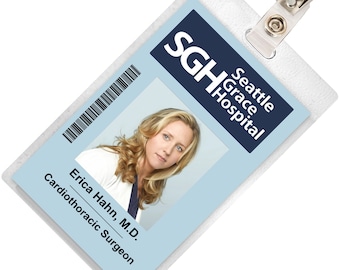 Grau anatomie ERICA HAHN Seattle Grace Krankenhaus ID Abzeichen Karte Cosplay Kostüm Namensschild