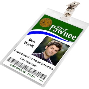 BEN WYATT City of Pawnee Parks and Recreation ID Badge Card Cosplay Costume Name Tag Prop