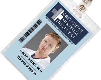 Grey es Anatomy OWEN HUNT Sloan Memorial Hospital ID Abzeichen Karte Cosplay Kostüm Namensschild