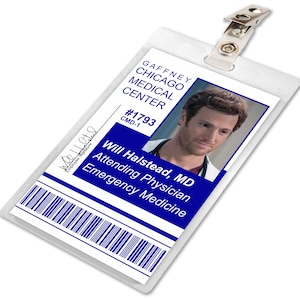 Chicago Med Dr. WILL HALSTEAD Gaffney Medical Center Hospital ID Badge Card Cosplay Costume Name Tag