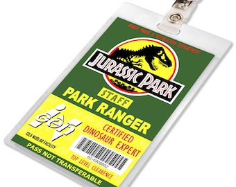 Jurassic Park / World Ranger ID Badge Name Tag Laminate Prop for Cosplay Costume