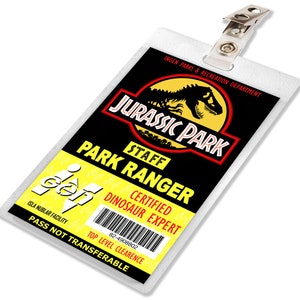 Jurassic Park / World Ranger ID Badge Name Tag Prop for Cosplay Costume