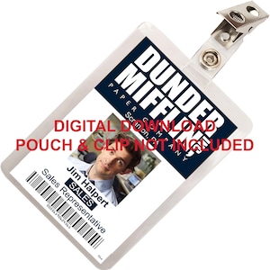 The Office, Jim Halpert, Dunder Mifflin ID Card Badge, Namensschild, für Kostüm Cosplay, BILD DOWNLOAD