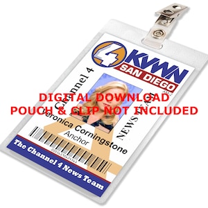 Anchorman, Veronica Corningstone, Channel 4 News Press Pass, ID Badge, Name Tag Card, Laminate Prop, for Cosplay Costume, IMAGE DOWNLOAD