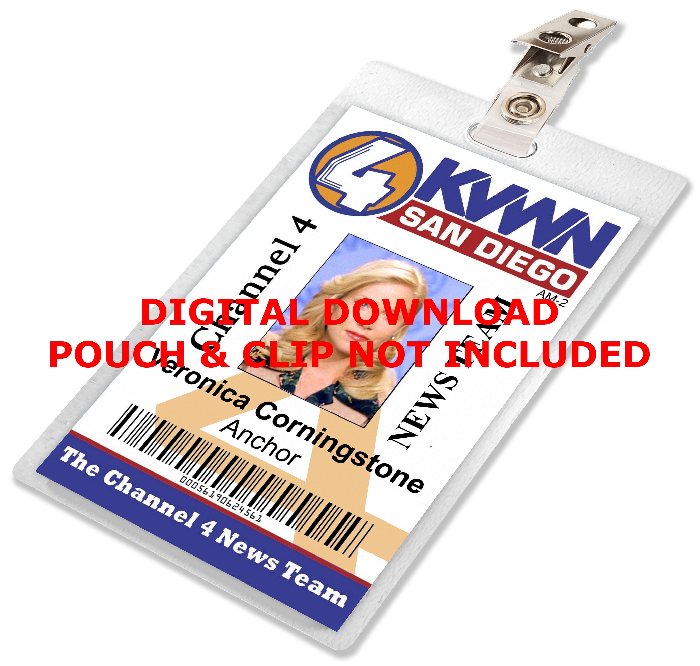 Anchorman, Veronica Corningstone, Channel 4 News Press Pass, ID Badge, Name Tag Card, Laminate Prop, for Cosplay Costume, IMAGE DOWNLOAD