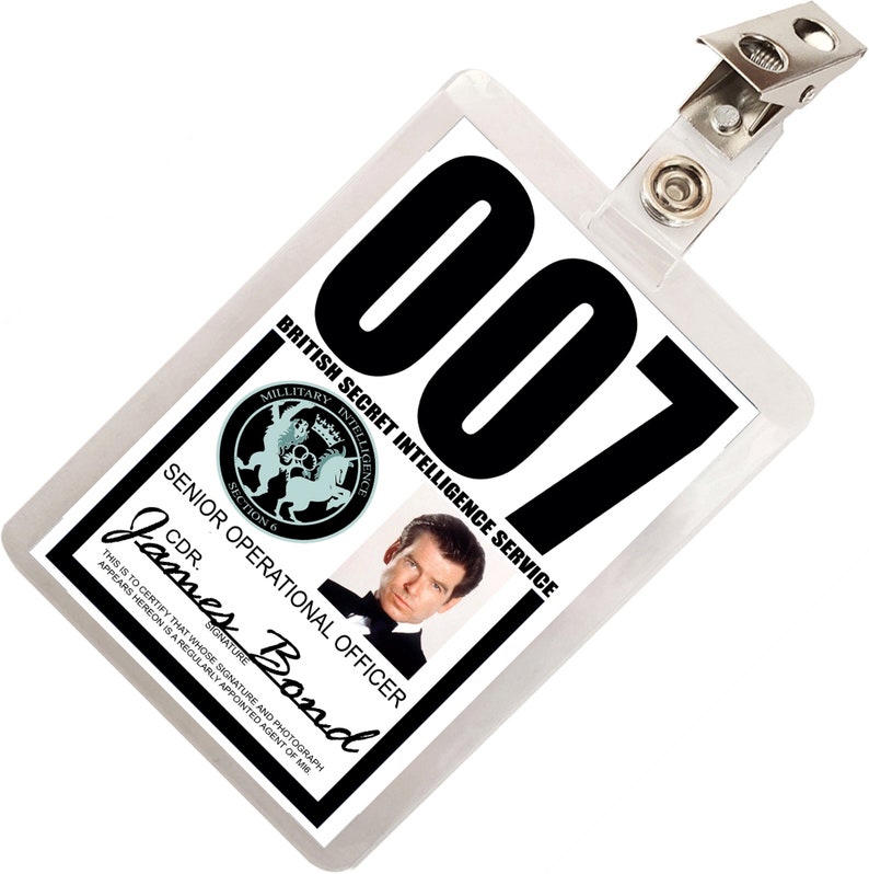 James Bond 007 MI6 / SIS British Secret Intelligence Service ID Badge Name Tag Card Laminate Cosplay Prop image 1