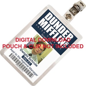 The Office, Dwight Schrute, Dunder Mifflin ID Card Badge, Namensschild, für Kostüm Cosplay, BILD DOWNLOAD