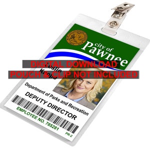 Leslie Knope, City of Pawnee, Department of Parks and Recreation, ID Badge Card, Name Tag, for Cosplay Costume, IMAGE DOWNLOAD Digital