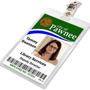 TAMMY SWANSON City of Pawnee Department of Parks and Recreation ID Badge Card Cosplay Costume Name Tag Prop