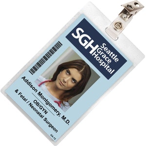 Grey&#39;s Anatomy ADDISON MONTGOMERY Seattle Grace Hospital ID Badge Card Cosplay Costume Name Tag