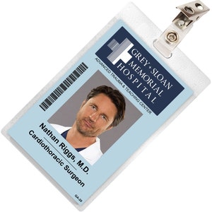 Grey&#39;s Anatomy NATHAN RIGGS Sloan Memorial Hospital ID Badge Card Cosplay Costume Name Tag
