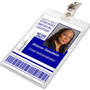 Chicago Med SHARON GOODWIN Gaffney Medical Center Hospital ID Badge Card Cosplay Costume Name Tag