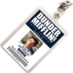 The Office Jim Halpert Dunder Mifflin ID Badge Cosplay Costume Name Tag Prop