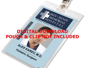 Grey's Anatomy, Alex Karev, Sloan Memorial Hospital ID Card Badge, Name Tag, for Costume Cosplay, IMAGE DOWNLOAD