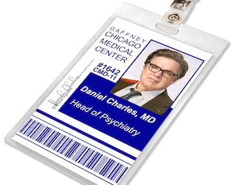 Chicago Med Dr. DANIEL CHARLES Gaffney Medical Center Krankenhaus ID Abzeichen Karte Cosplay Kostüm Namensschild