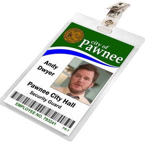 ANDY DWYER City of Pawnee Parks and Recreation ID Badge Card Cosplay Costume Name Tag Prop