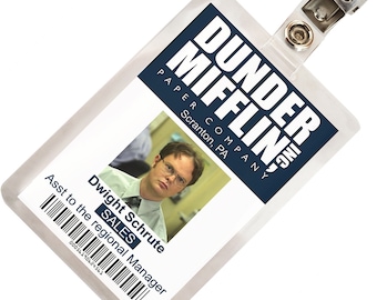 The Office Dwight Schrute Dunder Mifflin ID Badge Cosplay Costume Name Tag Prop