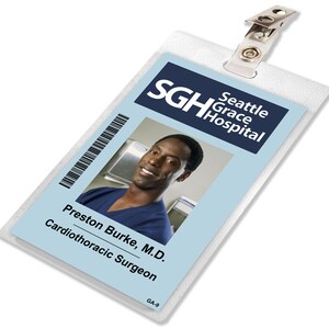 Grey&#39;s Anatomy PRESTON BURKE Seattle Grace Hospital ID Badge Card Cosplay Costume Name Tag