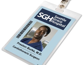 Anatomía de Grey PRESTON BURKE Seattle Grace Hospital TARJETA de identificación Cosplay Nombre de disfraz Etiqueta