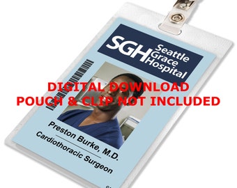 Grey's Anatomy, Preston Burke, Sloan Memorial Hospital ID Card Badge, Name Tag, for Costume Cosplay, IMAGE DOWNLOAD