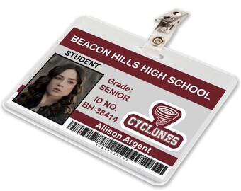 Teen Wolf TV Show, Allison Argent Beacon Hills High School ID Card, Badge Cosplay Costume Name Tag