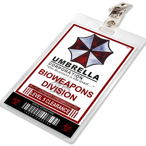 Resident Evil Umbrella Corporation Bioweapons Division ID Card Badge Cosplay Costume Name Tag Prop