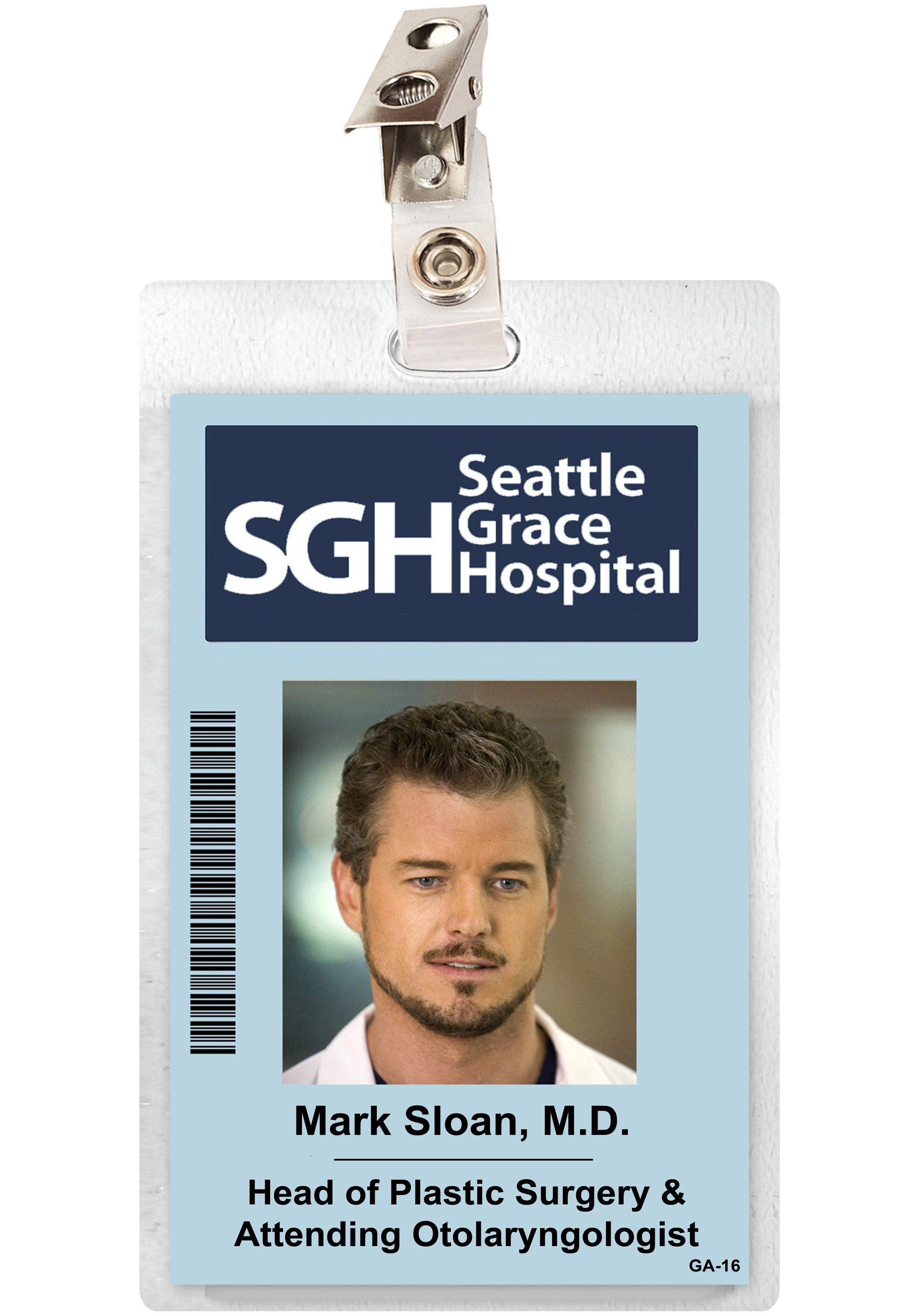 Grey's Anatomy MARK SLOAN Seattle Grace Hospital ID Badge Etsy