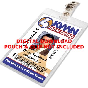 Anchorman, Brick Tamland, Pass stampa di Channel 4 News, Badge identificativo, Targhetta con nome, Prop laminato, per costume cosplay, DOWNLOAD IMMAGINE digitale