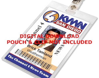 Anchorman, Brick Tamland, Channel 4 News Press Pass, ID Badge, Name Tag Karte, Laminat Prop, für Cosplay Kostüm, digitaler BILD DOWNLOAD