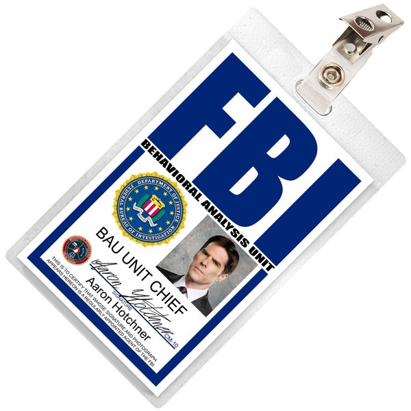 Criminal Minds TV Show Aaron Hotchner FBI ID Badge Card Cosplay Costume Name Tag