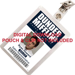 The Office, Ryan Howard, Dunder Mifflin ID Card Badge, Name Tag, for Costume Cosplay, IMAGE DOWNLOAD