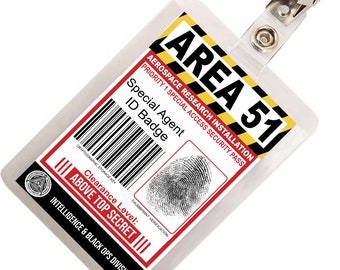 Area 51 Secreto Agente Base del Gobierno ID Insignia Nombre Etiqueta Tarjeta Disfraz Cosplay Prop