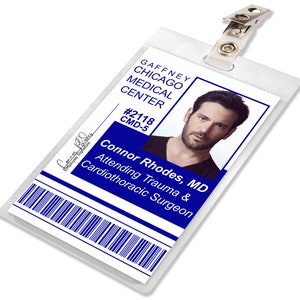 Chicago Med Dr. CONNOR RHODES Gaffney Medical Center Hospital ID Badge Card Cosplay Costume Name Tag