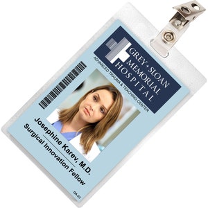 Grey&#39;s Anatomy JO KAREV Sloan Memorial Hospital ID Badge Card Cosplay Costume Name Tag