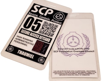 SCP Foundation Secure Access Keycard ID Card Badge Cosplay Costume Name Tag Prop