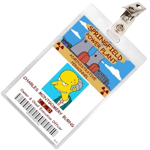 Mr. Burns of The Simpsons Springfield Power Plant ID Card Badge Cosplay Costume Name Tag Prop