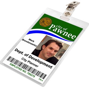 MARK BRENDANAWICZ City of Pawnee Parks and Recreation ID Badge Card Cosplay Costume Name Tag Prop