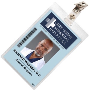 Grey&#39;s Anatomy RICHARD WEBBER Sloan Memorial Hospital ID Badge Card Cosplay Costume Name Tag