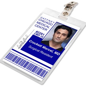 Chicago Med Dr. CROCKETT MARCEL Gaffney Medical Center Hospital ID Badge Card Cosplay Costume Name Tag