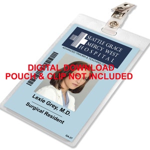 Grey&#39;s Anatomy, Lexie Grey, Sloan Memorial Hospital ID Card Badge, Name Tag, for Costume Cosplay, IMAGE DOWNLOAD
