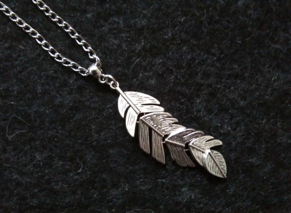 Silver Feather Pendant NECKLACE - Etsy